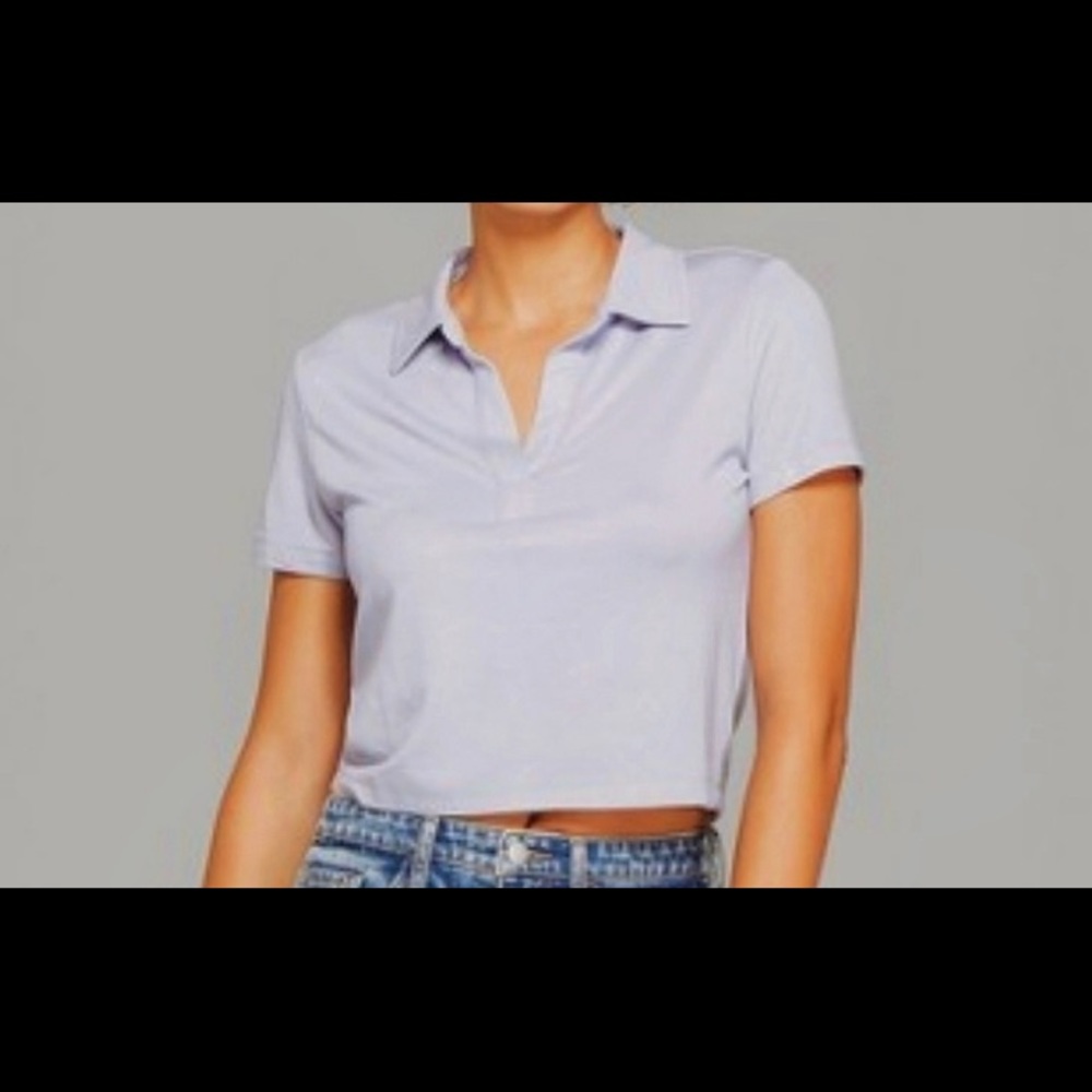 wild fable- blue collared crop top